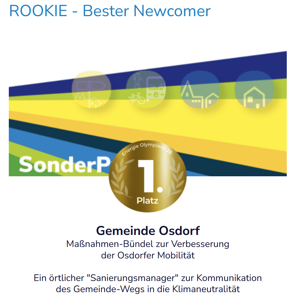 Sonderpreis der Energieolympiade 2025 für die Gemeinde Osdorf